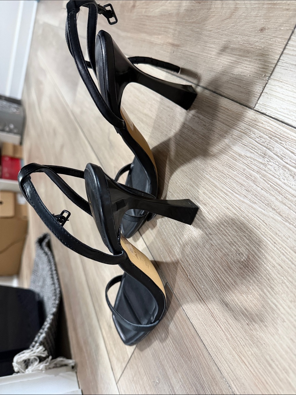 ALDO Black Square-Toe Strappy High Heel Sandals - Picture 4 of 5